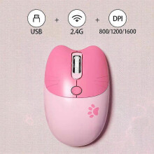 Schattige draadloze muis in de vorm van een kat met USB-ontvanger, plug-and-play, 3 instelbare DPI-waarden, compatibel met la