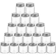 Verpakking van 20 kleine glazen potjes van 50 ml met deksels, mini-bewaarcontainers voor granen, kruiden, honing en voor het