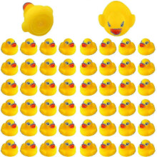 50 Piece Small Yellow Duckling Bath Toys, Squeeze and Squeak Toys for Bath Time, Water Play and Party Favors