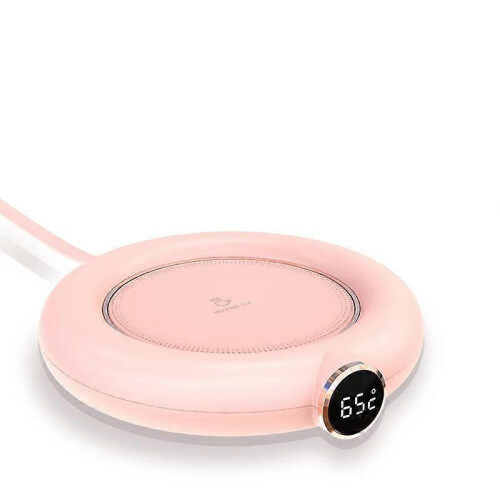 USB Cup Warmer with Automatic Heating and Adjustable Temperature Control for Office Desk, Pink Ceramic Mug Warmer