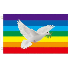 Friedensflagge mit weißer Taube, 150 x 90 cm, Friedenssymbol-Gartenflagge für Terrasse, Rasen und Außendekoration