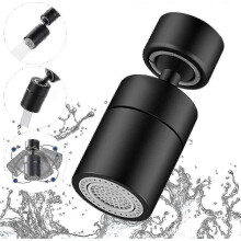 Faucet Aerator, 360 Degree Swivel, 2 Mode Adjustable Water Filter Bubbler, 22 mm Internal Thread, Black, Kitchen Sink Sp