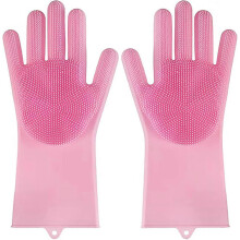 Silicone Scrubbing Gloves for Dishwashing, Bathroom, Kitchen, Car Cleaning and Pet Grooming, Durable Reusable Cleaning G