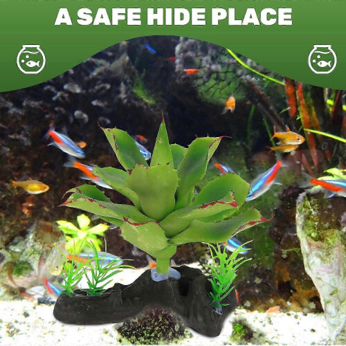Piante artificiali verdi per acquario, set decorativo in plastica realistico, 2 pezzi 2