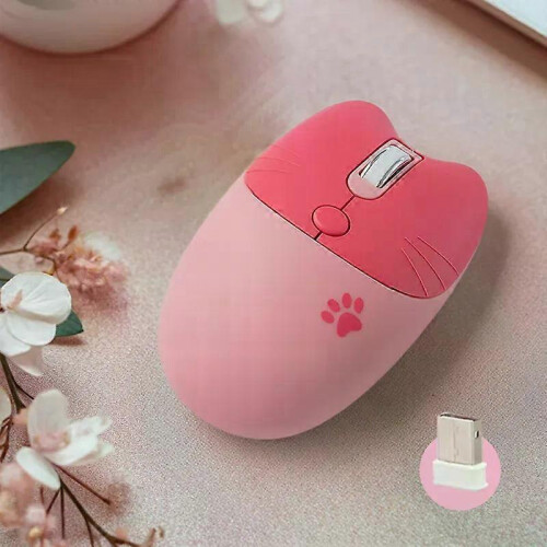 Cute Cat Wireless Mouse with USB Receiver, Plug and Play, 3 Adjustable DPI, Compatible with Laptop, PC and Computer 1