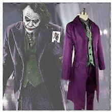 (XXXL*Women, Only coat) high-quality Heath Ledger Cosplay Suit Halloween mens Movie The Dark Knight Joker Costume Purple Jacket Full sets