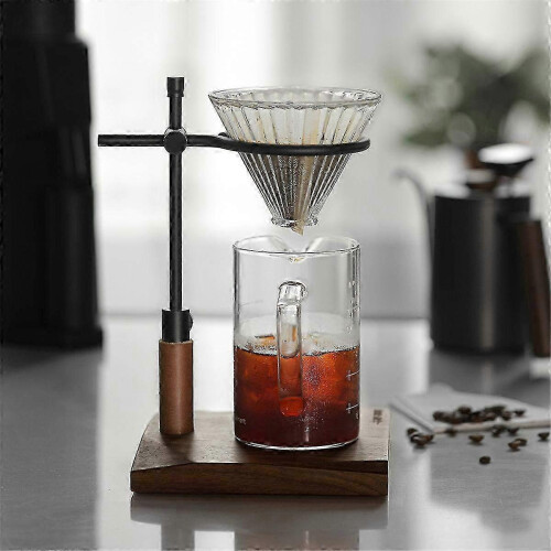 Vintage σταθμός dripper με ξύλινη βάση, κλασική βάση παρασκευής καφέ για τους 2