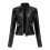(L, Black) Women's Short Leather Jacket Spring Autumn Standing Collar Women's Leather Jacket 1