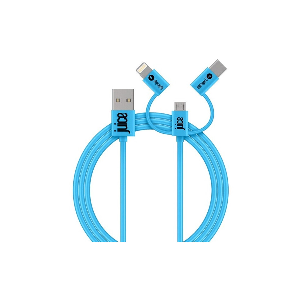 Juice 1 M Lightning/Micro-Usb/Usb-C Data Transfer Cable - First End: Lightning, Usb Type C- Second End: Micro Usb 5060771190992