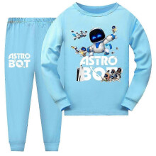 (100, light blue) Astro Bot Pajamas Cute Cartoon Game Character Print Long Sleeve Men's and Women's Kawaii Home Clothes