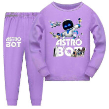 (110, purple) Astro Bot Pajamas Cute Cartoon Game Character Print Long Sleeve Men's and Women's Kawaii Home Clothes