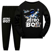 (120, black) Astro Bot Pajamas Cute Cartoon Game Character Print Long Sleeve Men's and Women's Kawaii Home Clothes