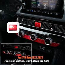 Car Warning Emergency Light Button Cover Sticker Trim for 11Th Gen 2022 2023 Aluminum Alloy Red