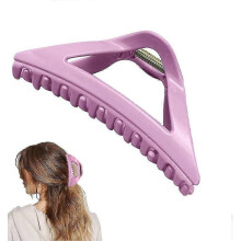 (pink) The Cozy Clip - Comfortable Hair Claw Clip for Women, Acrylic French Clips for Thick Long Hair, Strong Hold No Slip Grip - Black