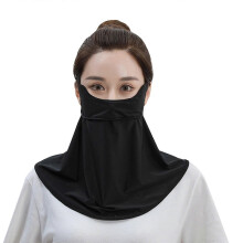 Ademend gezichtsmasker en nekbeschermer van ijzijde met zonbescherming, zwart, één maat, geschikt voor buitenactiviteiten.