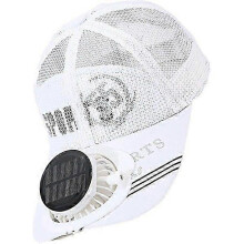 Ventilatormuts op zonne-energie, instelbaar in 3 snelheden, 360 graden verkoeling, opladen via USB-zonnepaneel voor buitenactiviteiten.