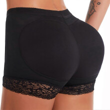 Shorty gainant pour femme, effet push-up et rehausse-fesses, avec dentelle et rembourrage amovible