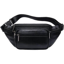 Vintage Leather Fanny Pack for Men, Adjustable Strap, Multiple Pockets, for Travel Hiking Running