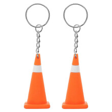 Liikennekartioavaimenperä 2 kpl miniatyyrirakennusleluauto tie silikoni-avaimenperä