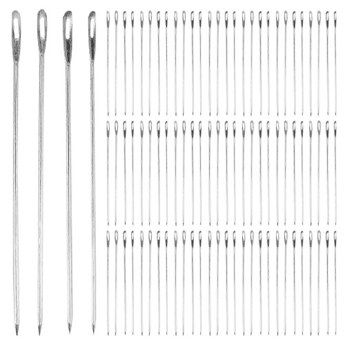 Darning Needles, Large Eye, Silver Iron, 15cm Length, 100 Pack, for Knitting Sewing Craft Projects 1