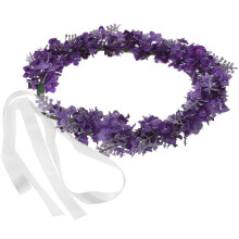 Diadema con guirnalda de flores de lavanda para bodas y celebraciones, tela color morado oscuro.