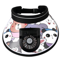 Kids Sun Visor Hat with Electric Fan, USB Rechargeable 3 Speed Adjustable, Polyester, for Outdoor Hiking Fishing Travel Black