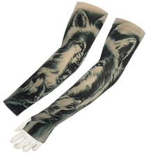 2 paar unisex armmouwen met tattoo-print, UV-bescherming, hoge elasticiteit en ademend vermogen voor zomerse buitenactiviteiten