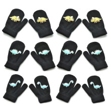 Kinder-Winterhandschuhe, niedliches Dinosaurier-Muster, Acrylfaser, für Babys von 1-3 Jahren, 6er-Packung