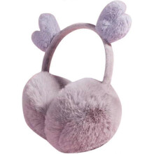Foldable Plush Ear Muffs for Women Winter Warm Cold Protection Headband Grey Washable