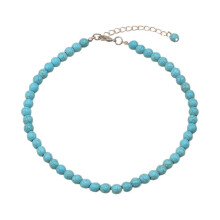 Chique sleutelbeenketting, turkooizen kralen hartvormige hanger, verstelbare lengte 45+7 cm, natuurstenen sieraden voor vrouwen