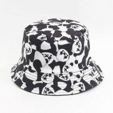 Unisex-Wendehut mit Panda-Muster aus Baumwolle, Sonnenschutz und UV-Schutz, Fischerhut, nur Handwäsche