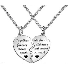 Set van 2 kettingen, roestvrij staal, met geschenkdoos, Samen voor altijd, nooit gescheiden, voor beste vriendinnen, BFF, zussen, vriendschap, stellen