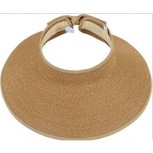 Dámsky slamený klobúk so širokým okrajom, rolovací, skladací, so zapínaním na suchý zips, kompatibilný s copom