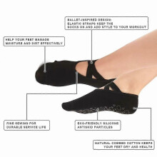 Yoga Socks for Women Non-slip Grips Straps, Combed Cotton, Pilates Barre Ballet Dance Workout
