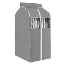 Hanging Garment Bag, 60x48x100cm Gray, with Clear PVC Window, Dustproof Zipper Closure for Closet Storage Organization