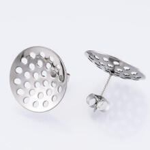 Earring Stud Findings with Ear Nuts, Non-Tarnish 304 Stainless Steel, 16mm, 1mm Hole, 0.8mm Pin, 50 Pieces