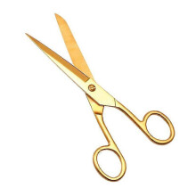 Ciseaux en acier inoxydable, 18 cm, courbés dorés, lame 4CR14 pour tissu et cuir, idéaux pour la couture et les travaux d'aiguille.