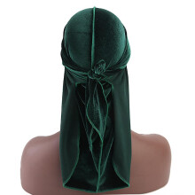 Paquete de 2 pañuelos para la cabeza unisex de terciopelo Durag, con cola extralarga y circunferencia de 58 cm.