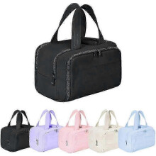 Travel Toiletry Bag, Lightweight Portable Foldable, 3119.521 cm, Multi-compartment Side Opening, for Men and Women, Black