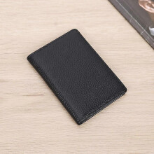 Mens Card Holder Wallet, Ultra Slim Folding Genuine Leather, RFID Blocking, 8 Card Slots 2 Pockets, Black 11.7*8.2*0.8cm