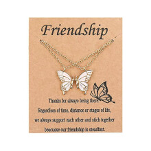 Women's 2 Pieces Alloy Butterfly Pendant BFF Friendship Chain Necklace, Adjustable 40cm+5cm Extension, For 2 Girls