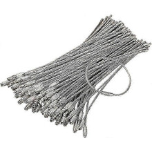 Porte-clés en fil d'acier inoxydable, épaisseur 2 mm, lot de 100, boucles de câble pour porte-clés et étiquettes à bagages