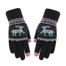 Dames kerstwanten, dubbellaags gebreide polshandschoenen, dik en warm, met fleece gevoerd.