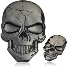 Lot de 2 autocollants tête de mort 3D en métal pour voiture, téléphone, ordinateur portable, alliage de zinc durable