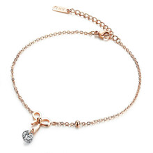 Damen-Fußkettchen mit Zirkonia-Anhänger, verstellbarem Schleifendesign