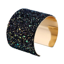 Paljettirannekoru naisille, musta kimalteleva glitter-rannekoru hääjuhliin