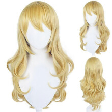 Prinses Peach Pruik met Lang Blond Krullend Haar, Halloween Cosplay Pruik voor Vrouwen