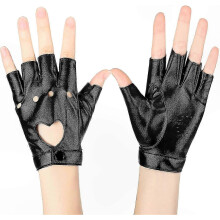 Punkige Halbfingerhandschuhe für Damen mit Gürteldetail aus PU-Leder für Autofahren und Fitness