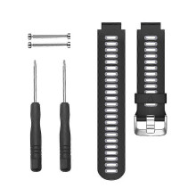 Armband compatibel met Garmin Forerunner 220 230 235 620 630 735XT, siliconen, zwartgrijs, polsomtrek 180-220 mm