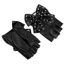 Gants de scène pour femmes avec rivets et nœuds décoratifs pour les événements de Noël (3 paires)